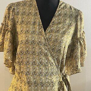 Max Studio Yellow Wrap Dress